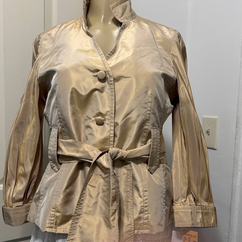 Teri Jon Champagne Satin Fabric. 100 0/0 silk